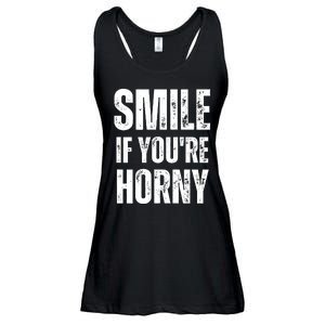 Smile If Youre Horny Funny Adult Gag Gift Ladies Essential Flowy Tank