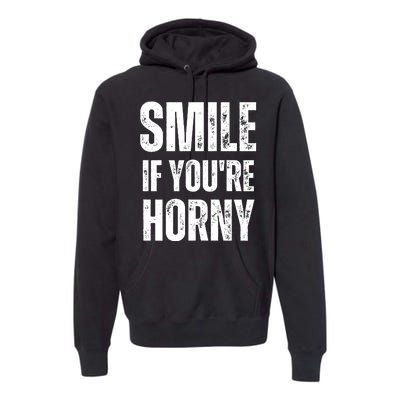 Smile If Youre Horny Funny Adult Gag Gift Premium Hoodie