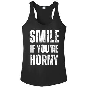 Smile If Youre Horny Funny Adult Gag Gift Ladies PosiCharge Competitor Racerback Tank