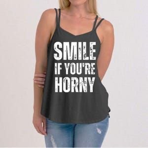 Smile If Youre Horny Funny Adult Gag Gift Women's Strappy Tank