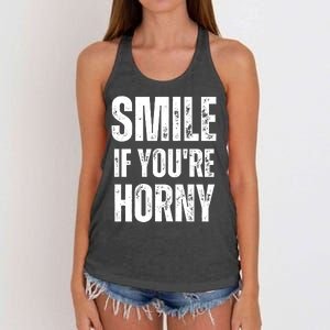 Smile If Youre Horny Funny Adult Gag Gift Women's Knotted Racerback Tank