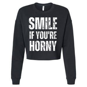 Smile If Youre Horny Funny Adult Gag Gift Cropped Pullover Crew