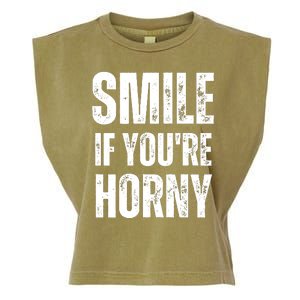 Smile If Youre Horny Funny Adult Gag Gift Garment-Dyed Women's Muscle Tee