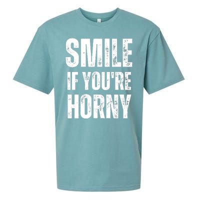 Smile If Youre Horny Funny Adult Gag Gift Sueded Cloud Jersey T-Shirt