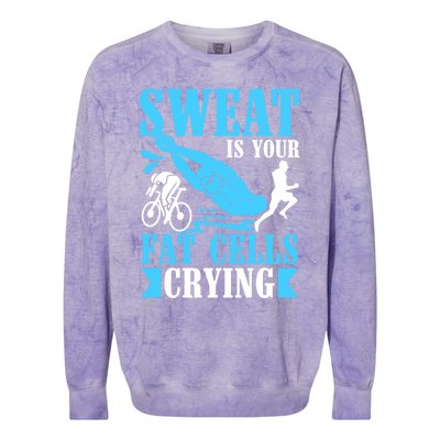 Sweat Is Your Fat Cells Crying Gift Colorblast Crewneck Sweatshirt