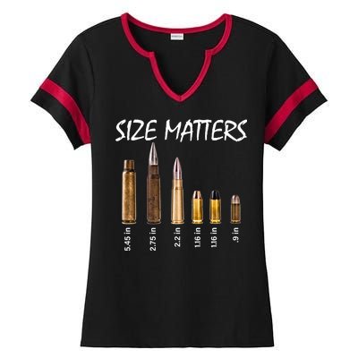 Size Matters Guns And Bullets Ladies Halftime Notch Neck Tee