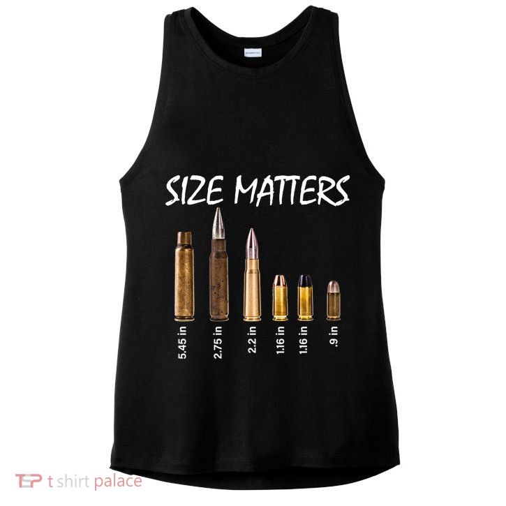 Size Matters Guns And Bullets Ladies PosiCharge Tri-Blend Wicking Tank