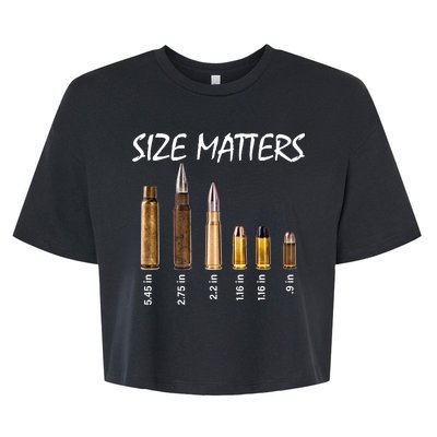 Size Matters Guns And Bullets Bella+Canvas Jersey Crop Tee