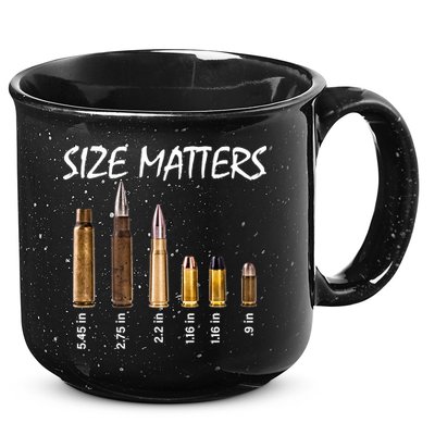 Size Matters Guns And Bullets 15oz Campfire Ceramic Mug