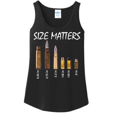 Size Matters Guns And Bullets Ladies Essential Tank