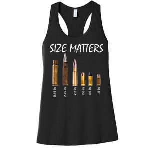 Size Matters Guns And Bullets Women's Racerback Tank