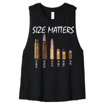 Size Matters Guns And Bullets Women's Racerback Cropped Tank