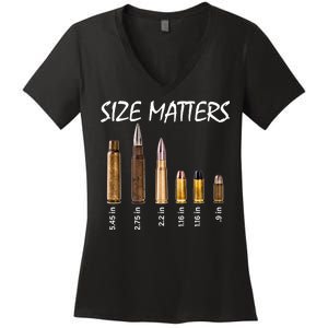 Size Matters Guns And Bullets Women's V-Neck T-Shirt