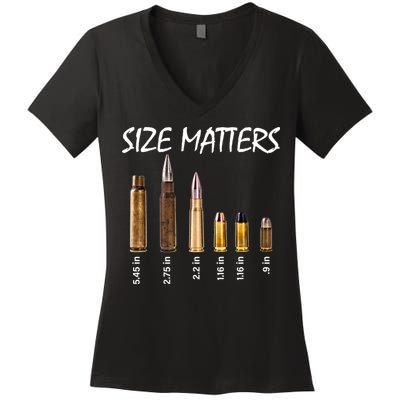 Size Matters Guns And Bullets Women's V-Neck T-Shirt