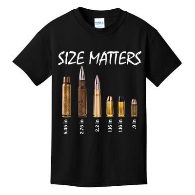 Size Matters Guns And Bullets Kids T-Shirt