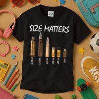 Size Matters Guns And Bullets Kids T-Shirt