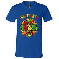 Sunflower Juneteenth 1865 Celebrates Black History Month Gift V-Neck T-Shirt