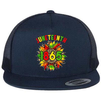 Sunflower Juneteenth 1865 Celebrates Black History Month Gift Flat Bill Trucker Hat