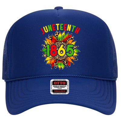 Sunflower Juneteenth 1865 Celebrates Black History Month Gift High Crown Mesh Back Trucker Hat