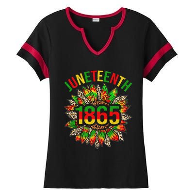 Sunflower Juneteenth 1865 Celebrates Black African American Ladies Halftime Notch Neck Tee