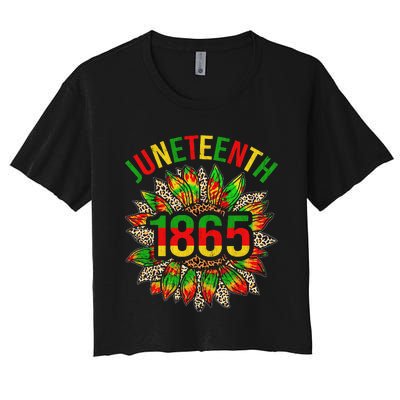 Sunflower Juneteenth 1865 Celebrates Black African American Women's Crop Top Tee