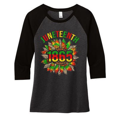 Sunflower Juneteenth 1865 Celebrates Black African American Women's Tri-Blend 3/4-Sleeve Raglan Shirt