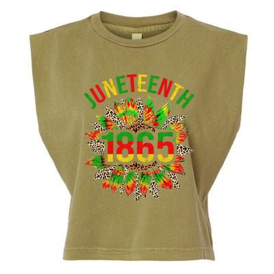 Sunflower Juneteenth 1865 Celebrates Black African American Garment-Dyed Women's Muscle Tee