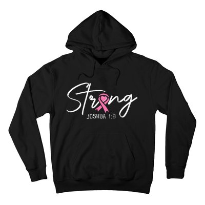 Strong Joshua 1 9 Christian Faith Breast Cancer Awareness Hoodie