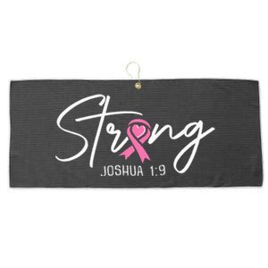 Strong Joshua 1 9 Christian Faith Breast Cancer Awareness Large Microfiber Waffle Golf Towel