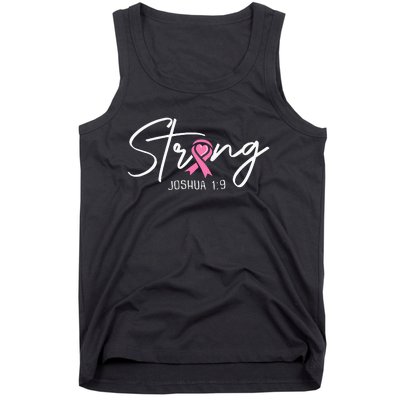 Strong Joshua 1 9 Christian Faith Breast Cancer Awareness Tank Top