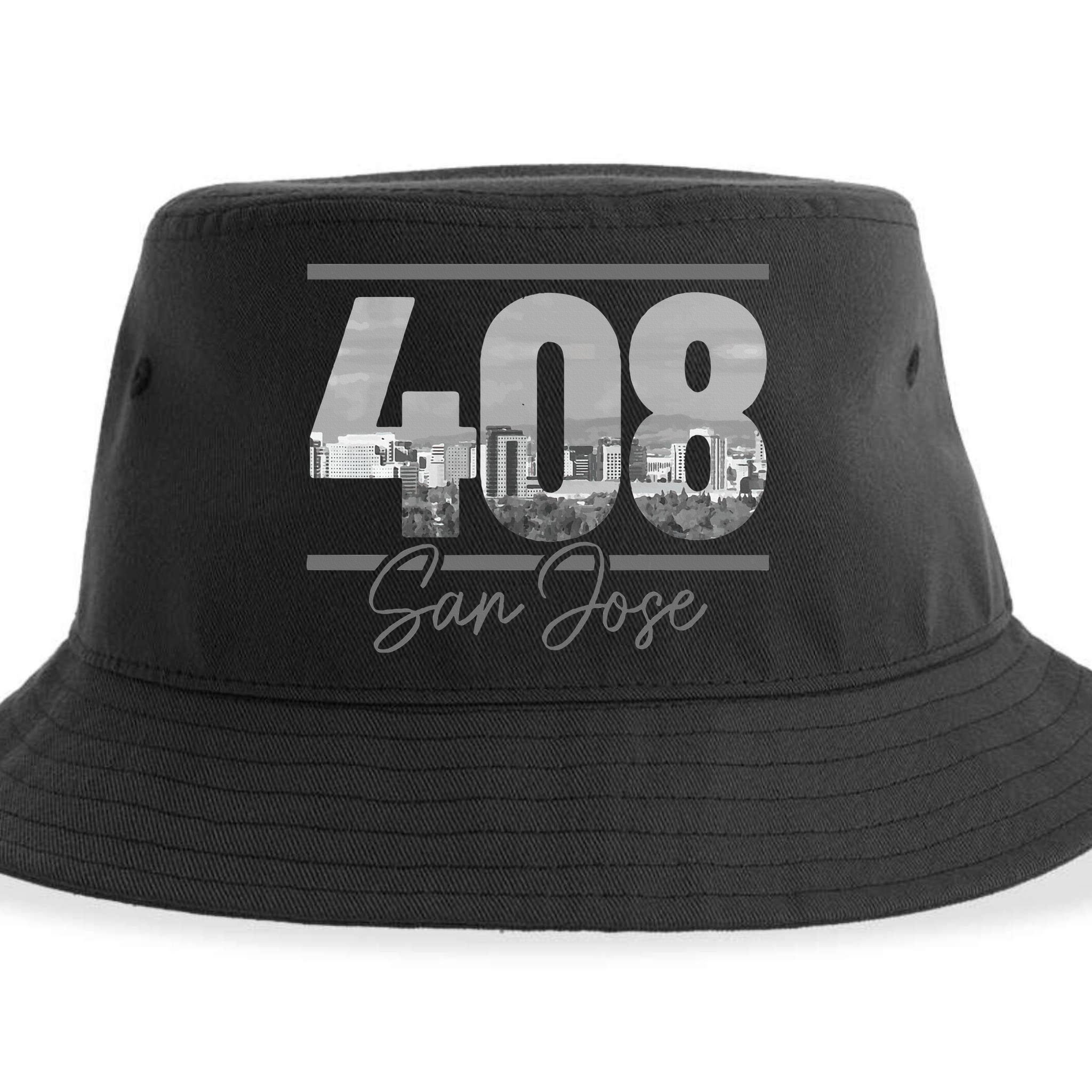San Jose 408 Area Code Vintage Skyline California Sustainable Bucket Hat