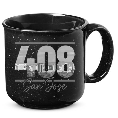 San Jose 408 Area Code Vintage Skyline California 15oz Campfire Ceramic Mug