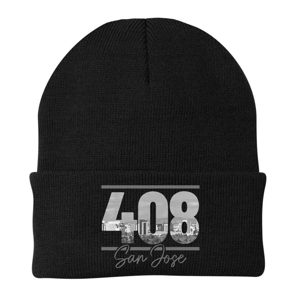 San Jose 408 Area Code Vintage Skyline California Beanie