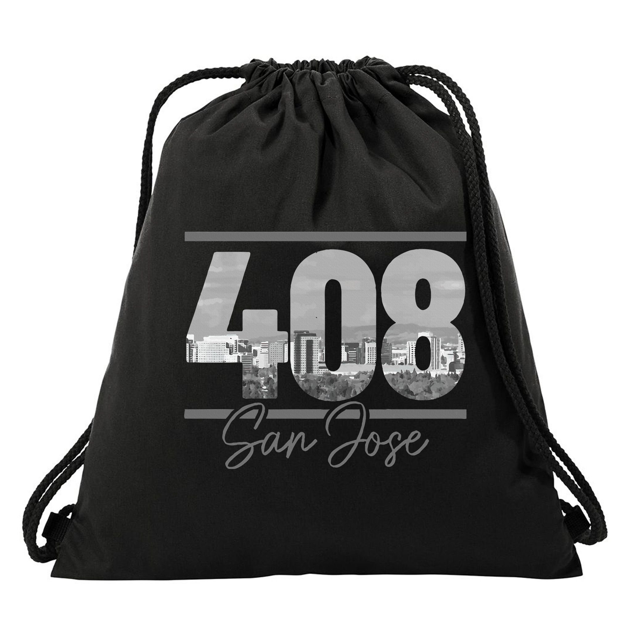 San Jose 408 Area Code Vintage Skyline California Drawstring Bag