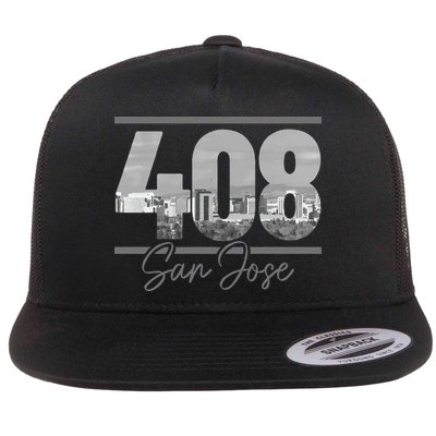 San Jose 408 Area Code Vintage Skyline California Flat Bill Trucker Hat