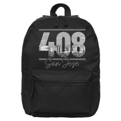 San Jose 408 Area Code Vintage Skyline California 16 in Basic Backpack