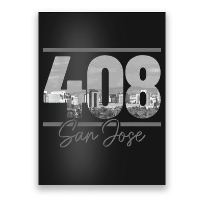San Jose 408 Area Code Vintage Skyline California Poster