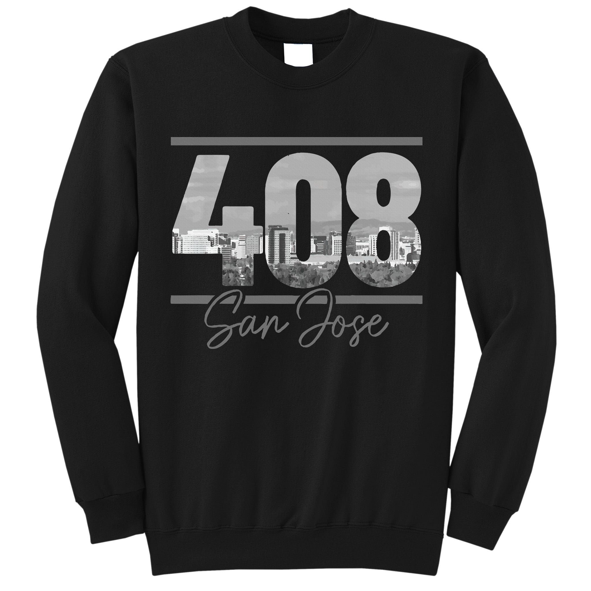 San Jose 408 Area Code Vintage Skyline California Tall Sweatshirt