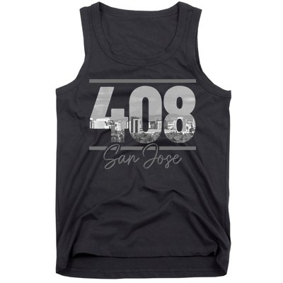 San Jose 408 Area Code Vintage Skyline California Tank Top