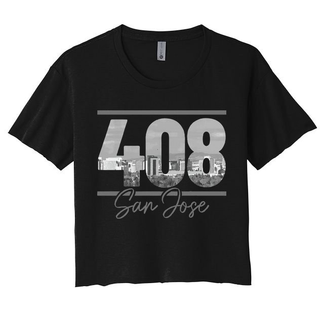 San Jose 408 Area Code Vintage Skyline California Crop Top