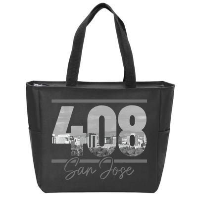 San Jose 408 Area Code Vintage Skyline California Zip Tote Bag