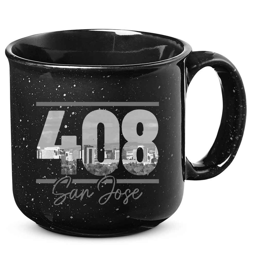San Jose 408 Area Code Vintage Skyline California 15oz Campfire Ceramic Mug