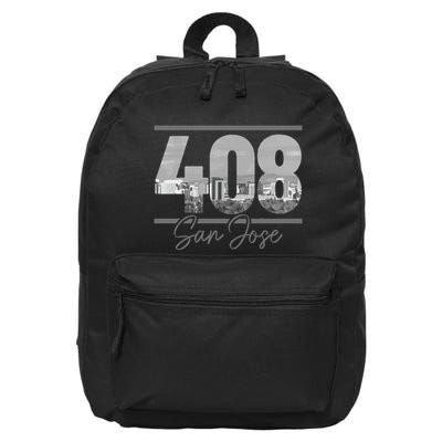 San Jose 408 Area Code Vintage Skyline California 16 in Basic Backpack