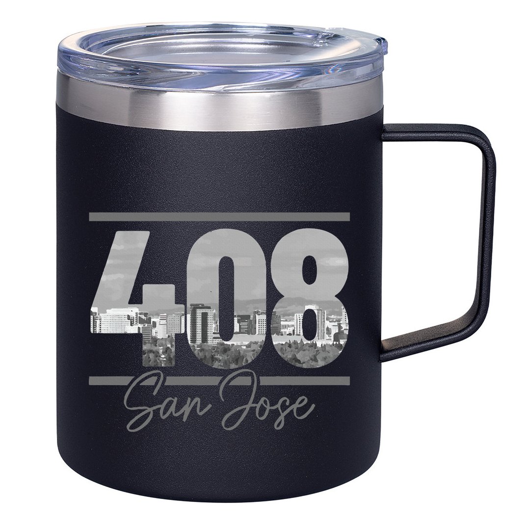 San Jose 408 Area Code Vintage Skyline California 12oz Stainless Steel Coffee Mug