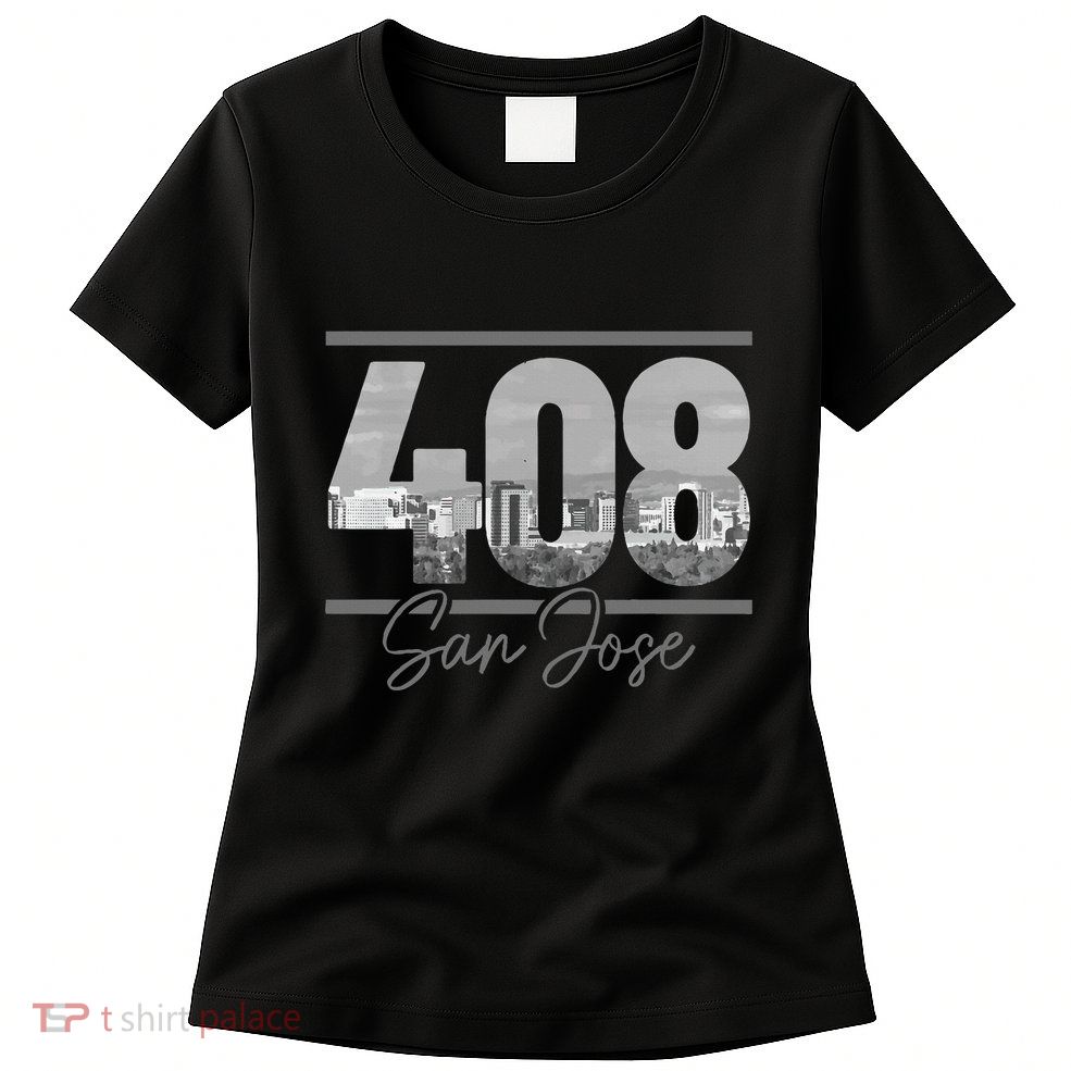San Jose 408 Area Code Vintage Skyline California Womens T-Shirt