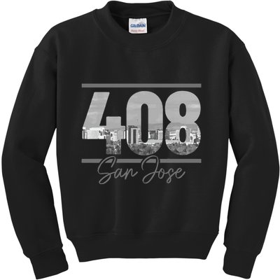 San Jose 408 Area Code Vintage Skyline California Kids Sweatshirt