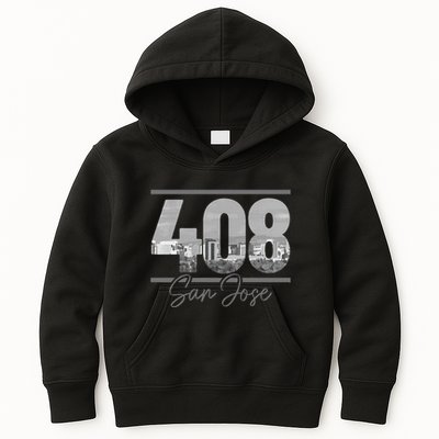 San Jose 408 Area Code Vintage Skyline California Kids Hoodie