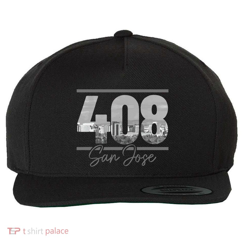 San Jose 408 Area Code Vintage Skyline California Wool Snapback Cap