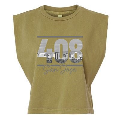 San Jose 408 Area Code Vintage Skyline California Garment-Dyed Women's Muscle Tee
