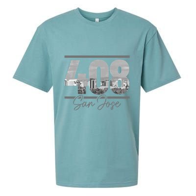 San Jose 408 Area Code Vintage Skyline California Sueded Cloud Jersey T-Shirt